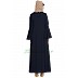 Long Cardigan Abaya with Frills and Bell Sleeves- Navy Blue Long Cardigan Abaya with Frills and Bell Sleeves- Navy Blue